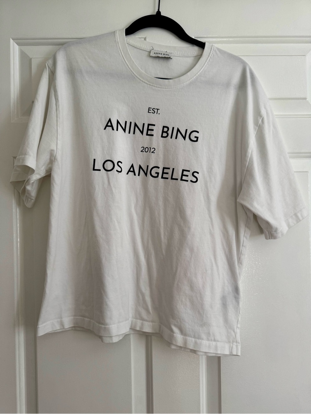 Anine Bing White Los Angeles Logo Short Sleeve Tee